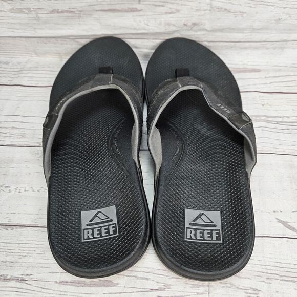 Reef Mens Black Synthetic Leather Cushion Spring 2.0 Flip Flops Sandal Size 9 - Picture 3 of 5
